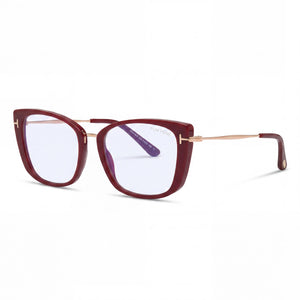 Tom Ford FT5816-B Red Cat Eye Eyeglasses for Women, Injected Plastic frame