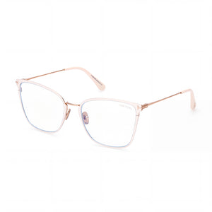 Tom Ford Ft5839-b Shiny Ivory Square Eyeglasses for Women, Blue Filter Metal frame