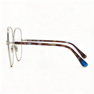 Tom Ford Ft5841-b Butterfly Eyeglasses Women — side view, Havana Metal temples