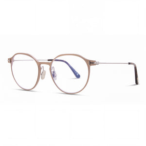Tom Ford FT5866-B Beige Round Eyeglasses for Men, Magnesium frame