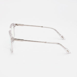 Tom Ford FT5904-B Square Eyeglasses Men — side view, Transparent Blue Filter Plastic temples