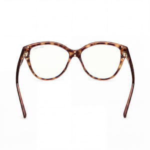 Tom Ford FT5954-B Cat Eye Eyeglasses Women — side view, Havana Plastic temples