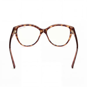 Tom Ford FT5954-B Cat Eye Eyeglasses Women — side view, Havana Plastic temples