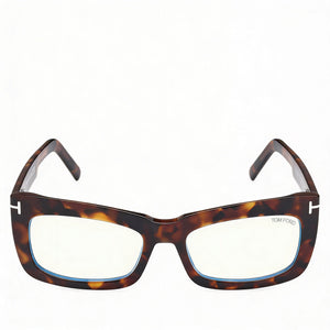 Tom Ford FT5966-B Rectangle Eyeglasses Unisex — front view, Blue Filter Plastic