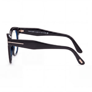 Tom Ford Ft5987-b Cat Eye Eyeglasses Unisex — side view, Black Blue temples