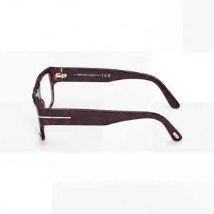 Tom Ford Ft6034-b Rectangle Eyeglasses Unisex — side view, Havana Blue Filter Plastic temples