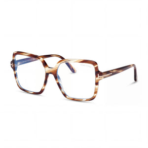 Tom Ford FT6063-B Havana Rectangle Eyeglasses Unisex, Blue Filter Plastic frame