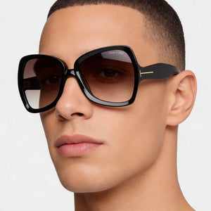 Tom Ford Jerry Butterfly Sunglasses Men — side view, Linear Gradient Smoke lens