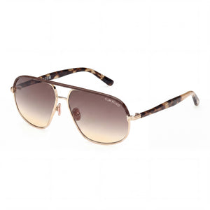 Tom Ford MAXWELL FT 1019 Havana Aviator Sunglasses Unisex, Gradient Brown lens