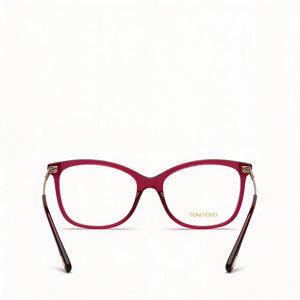 Tom Ford Cat Eye Eyeglasses Unisex — side view, Red Plastic temples