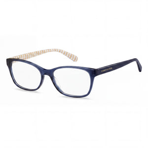 Tommy Hilfiger 106945 Blue Pattern White Rectangle Eyeglasses for Women, Plastic frame