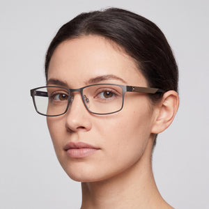 Tommy Hilfiger 2146 Square Eyeglasses Women — side view, Grey Black Polyamide temples