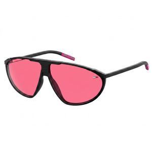 Tommy Hilfiger Black Shield Sunglasses Unisex, Pink lens