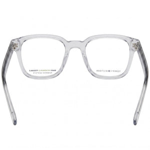 Tommy Hilfiger Modern Square Eyeglasses Women — side view, Gray Acetate temples