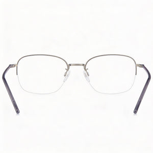 Tommy Hilfiger Modern Rectangle Eyeglasses Unisex — side view, Silver Alloy Steel temples