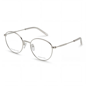 Tommy Hilfiger Modern Silver Round Eyeglasses for Men, Alloy Steel frame