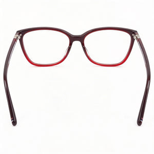 Tommy Hilfiger Rectangle Eyeglasses Unisex — side view, Red Acetate temples