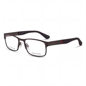 Tommy Hilfiger TH 1523 R80 Brown Rectangle Eyeglasses for Men, Stainless Steel frame