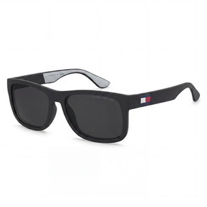Tommy Hilfiger TH 1556/N/S Black Rectangle Sunglasses for Men, Black Grey lens