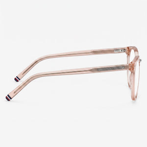 Tommy Hilfiger TH 1734 Round Eyeglasses Women — side view, Pink Acetate temples