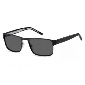 Tommy Hilfiger Th 1974/S Black Rectangle Sunglasses for Men, Matt Black lens