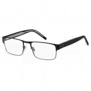 Tommy Hilfiger TH 2074 Black Rectangle Eyeglasses for Men, Stainless Steel frame