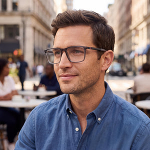 Tommy Hilfiger TH 2081 Rectangle Eyeglasses for Men — interior view, Polycarbonate demo lenses