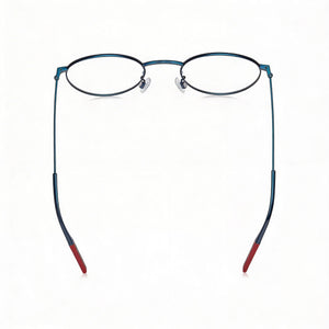 Tommy Hilfiger Tj 0030 Round Eyeglasses Unisex — side view, Matte Blue Alloy Steel temples