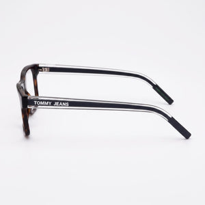 Tommy Hilfiger Tj 0079 Rectangle Eyeglasses Men — side view, Havana Injected temples
