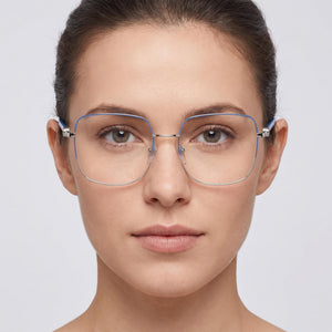 Tous Classic Square Eyeglasses Women — side view, Silver Combined Metal Injected temples