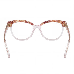 Tous VTOB93V Square Eyeglasses Women — side view, Shiny Transparent Pink Acetate temples