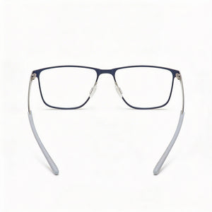 Under Armour Rectangle Eyeglasses Men — side view, Blue Alloy Steel temples