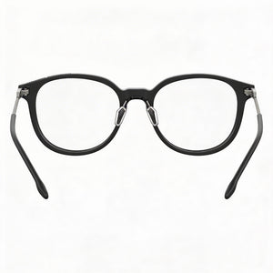 Under Armour Modern Round Eyeglasses Women — side view, Black Acetate temples