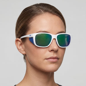 Under Armour Outdoor Rectangle Sunglasses Women — side view, Polarized Green lens
