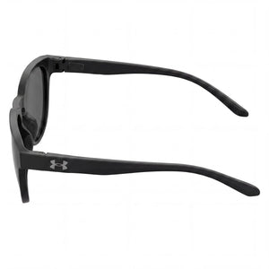 Under Armour Versatile Rectangle Sunglasses Women — side view, Non-Polarized Black Ruthenium lens