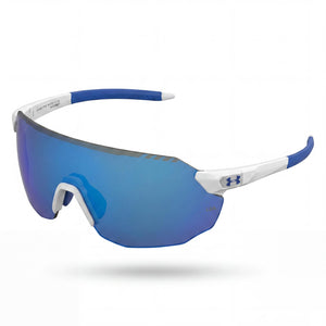 Under Armour White Shield Sunglasses Unisex, Royal Blue lens