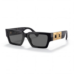 Versace 0VE4459 Black Rectangle Sunglasses Unisex, Grey lens