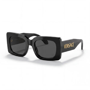 Versace 0VE4496U Black Rectangle Sunglasses for Women, Grey lens