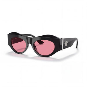 Versace 4477U Black Pink Cat Eye Sunglasses for Women, Dark Gray lens