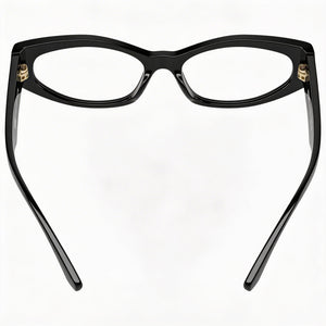 Versace Classic Cat Eye Eyeglasses Women — side view, Black Acetate temples
