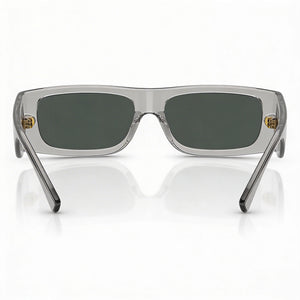 Versace Classic Rectangle Eyeglasses Unisex — side view, Gray temples