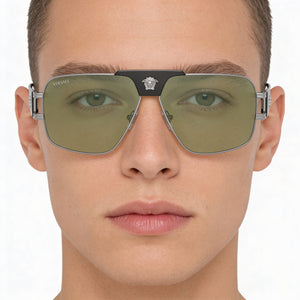 Versace Classic Silver Sunglasses Unisex — lifestyle wear, sunset hours and rooftop evenings