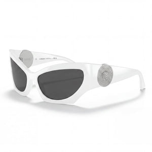 Versace Classic White Cat Eye Sunglasses for Women, Gray lens