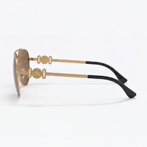 Versace Contemporary Aviator Sunglasses Unisex — side view, Non-Polarized Brown Mirror Lens