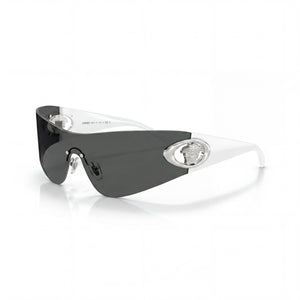 Versace Glam Modern White Shield Sunglasses Unisex, Clear lens