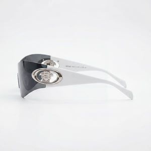 Versace Glam Modern Shield Sunglasses Unisex — side view, Demo Clear lens