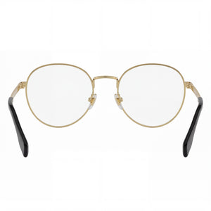 Versace Ve 1279 Round Eyeglasses Men and Women — side view, Gold Metal temples