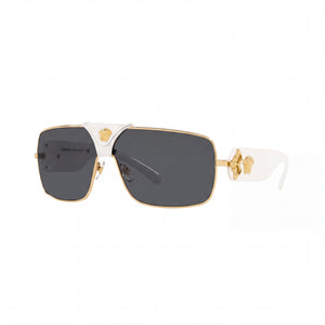 Versace Ve 2207q Gold Rectangle Sunglasses for Women, Grey lens