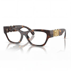 Versace VE 3367U Havana Rectangle Eyeglasses for Women, Injected frame