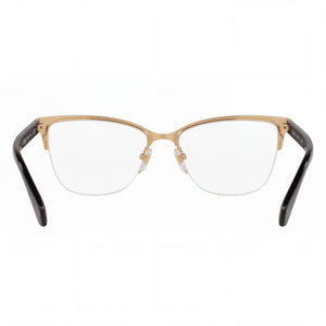 Versace VE1304 Cat Eye Eyeglasses Women — side view, Gold/Black Metal temples